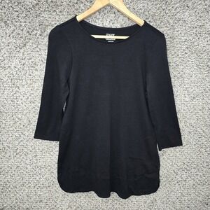 Chicos Top Womens 1 US Medium Black Ultimate Tee Supima Cotton Tunic Basic